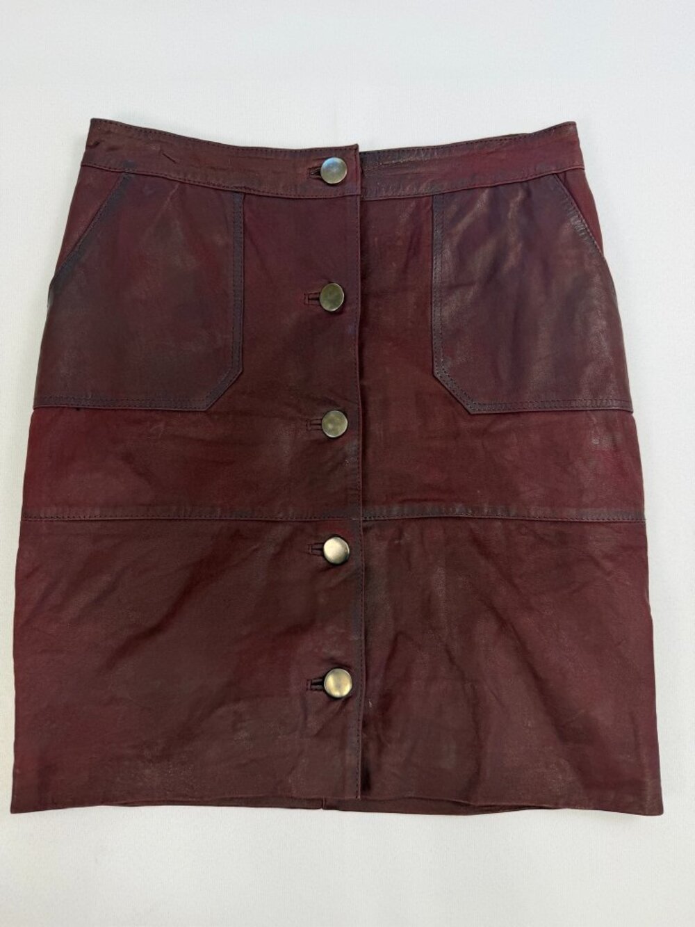 Coster Copenhagen Lamb Leather Mini Skirt Women Small Burgundy 164-4405 Skirt
